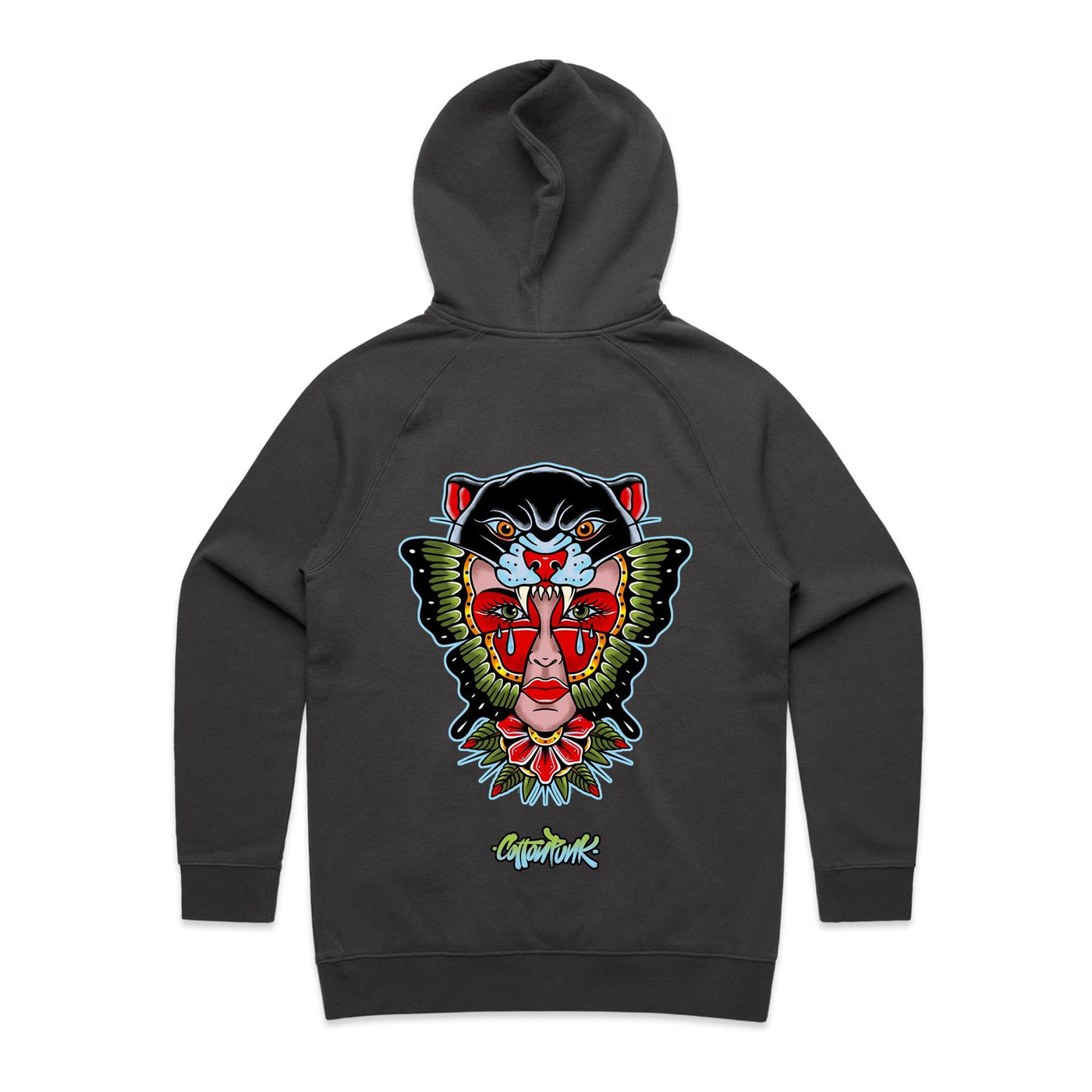 NO REGRETS (W) - Womens Pocket Hoodie - BACK PRINT