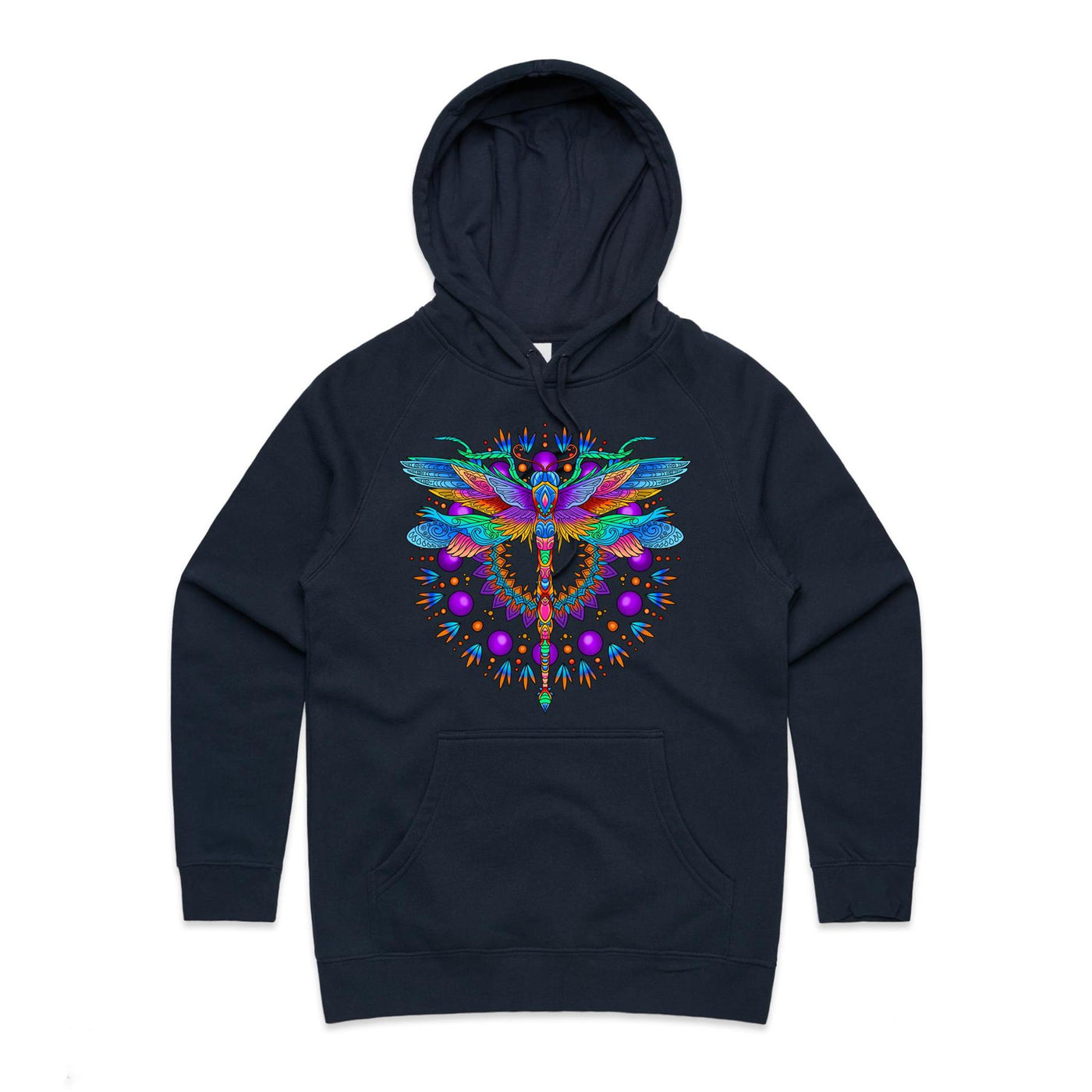 DRAGONFLY - Womens Pocket Hoodie - FRONT PRINT