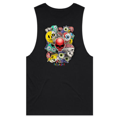 ROLLING SKULLS - Mens Sleeveless T-Shirt - BACK PRINT