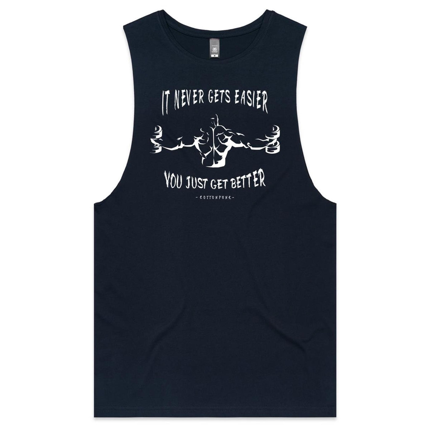 IT NEVER GETS EASIER - Mens Sleeveless T-Shirt - FRONT PRINT