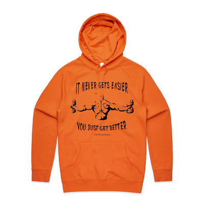 IT NEVER GETS EASIER - Mens Pocket Hoodie - FRONT PRINT