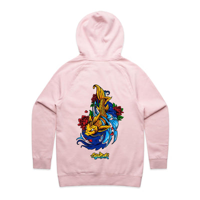 KOI (W) - Womens Pocket Hoodie - BACK PRINT