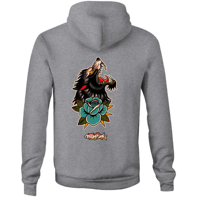 LONE WOLF - Mens Pocket Hoodie - BACK PRINT