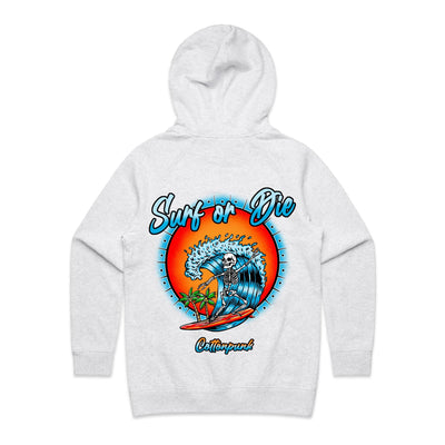 DYING FOR A SURF (W) - Womens Pocket Hoodie - BACK PRINT