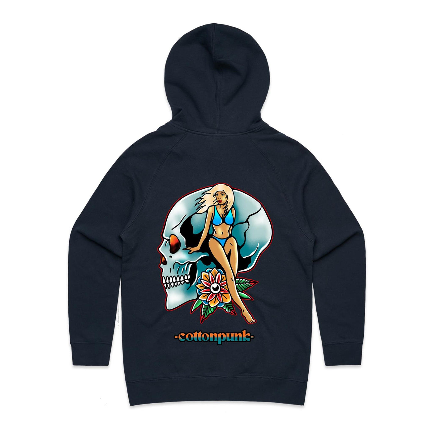 NEVER R.I.P (W) - Womens Pocket Hoodie - BACK PRINT