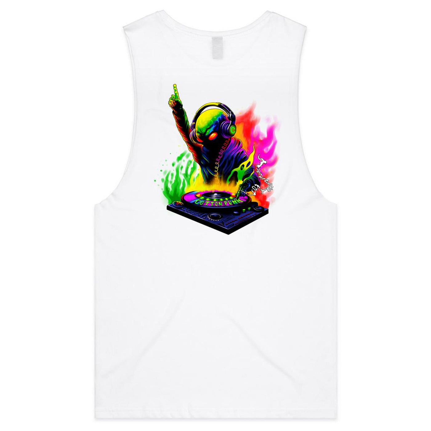 DJ WHO CARES - Mens Sleeveless T-Shirt - BACK PRINT