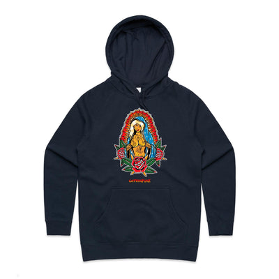 PRAY FOR BETTER TIMES (W) - Womens Pocket Hoodie - FRONT PRINT