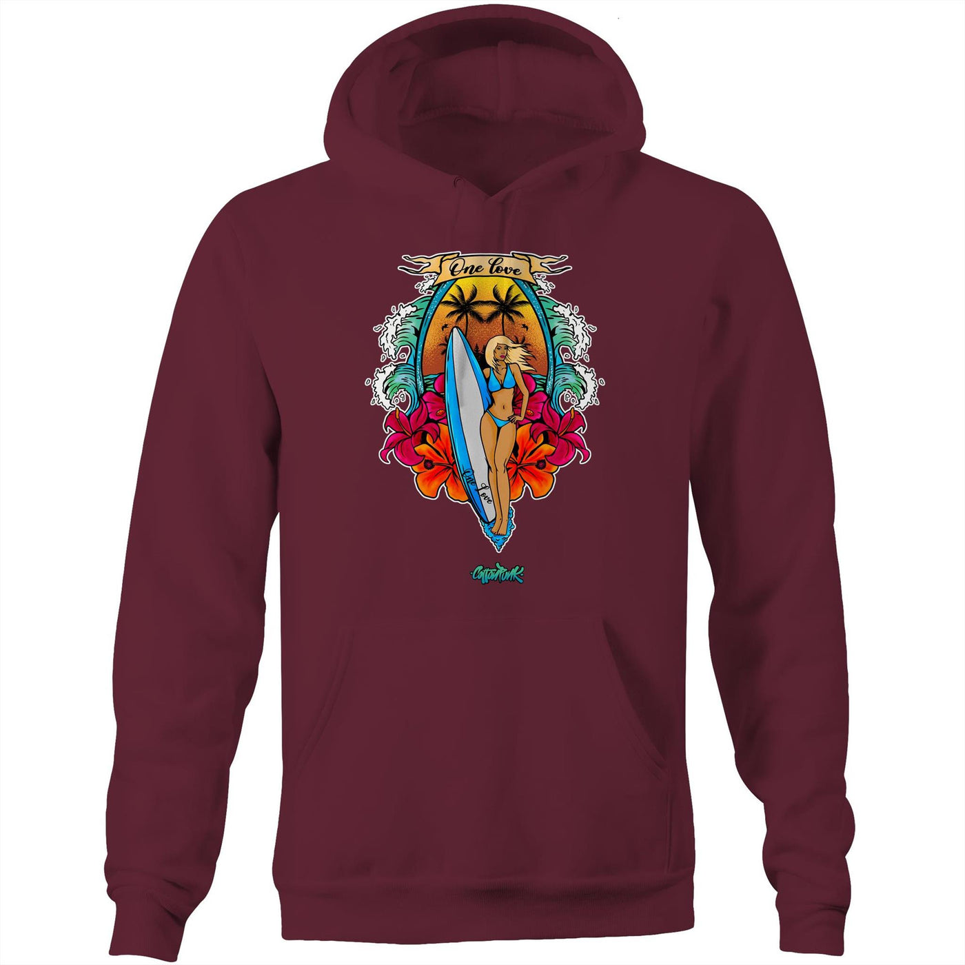 ONE LOVE - Mens Pocket Hoodie - FRONT PRINT