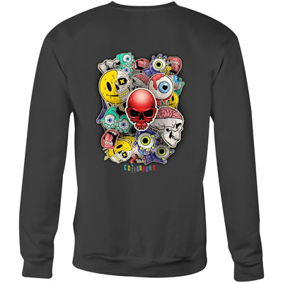 ROLLING SKULLS - Mens Sweatshirt - BACK PRINT