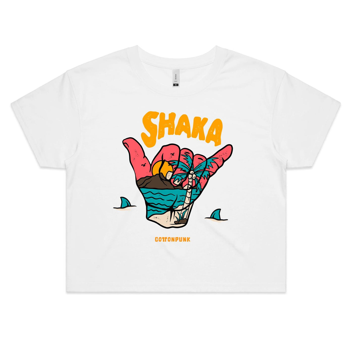 SHAKA (W) - Womens Crop T-Shirt - FRONT PRINT