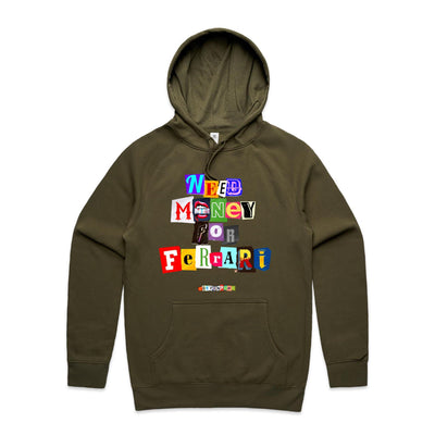 NEED MONEY FOR FERRARI - Mens Pocket Hoodie - FRONT PRINT