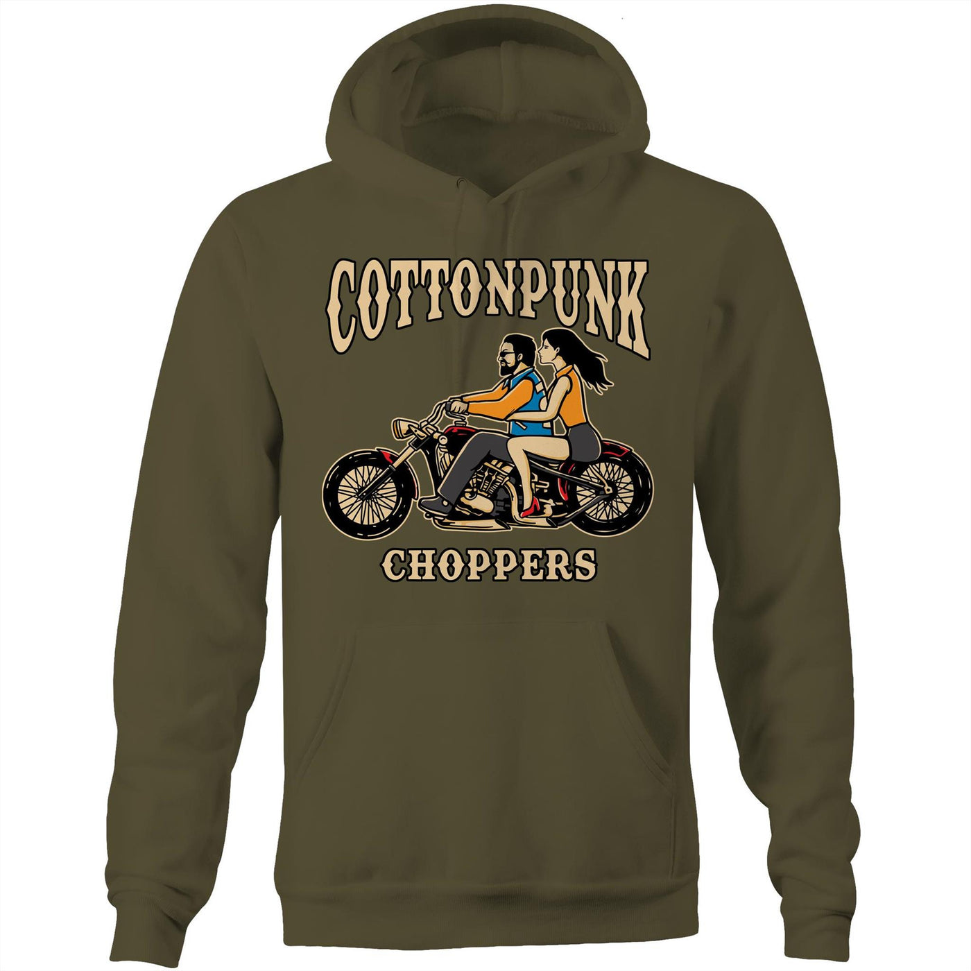 COTTONPUNK CHOPPERS - Mens Pocket Hoodie - FRONT PRINT