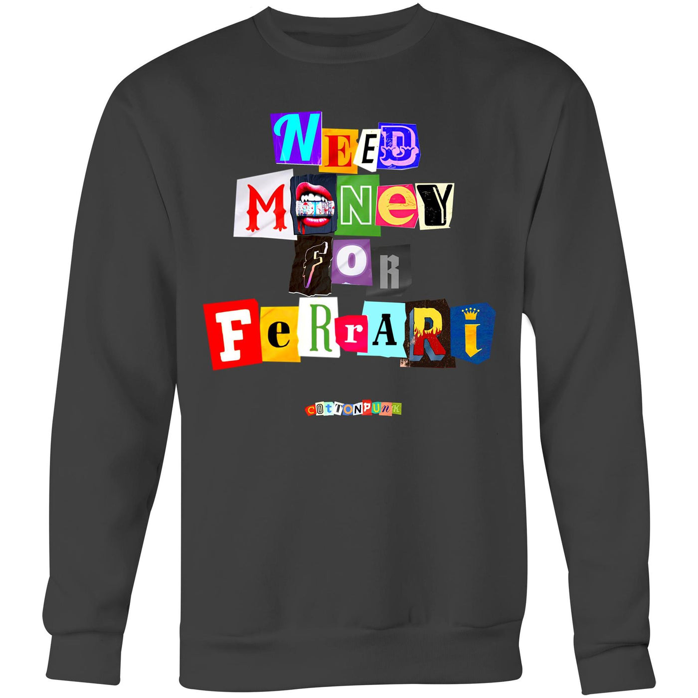 NEED MONEY FOR FERRARI - Mens Sweatshirt - FRONT PRINT