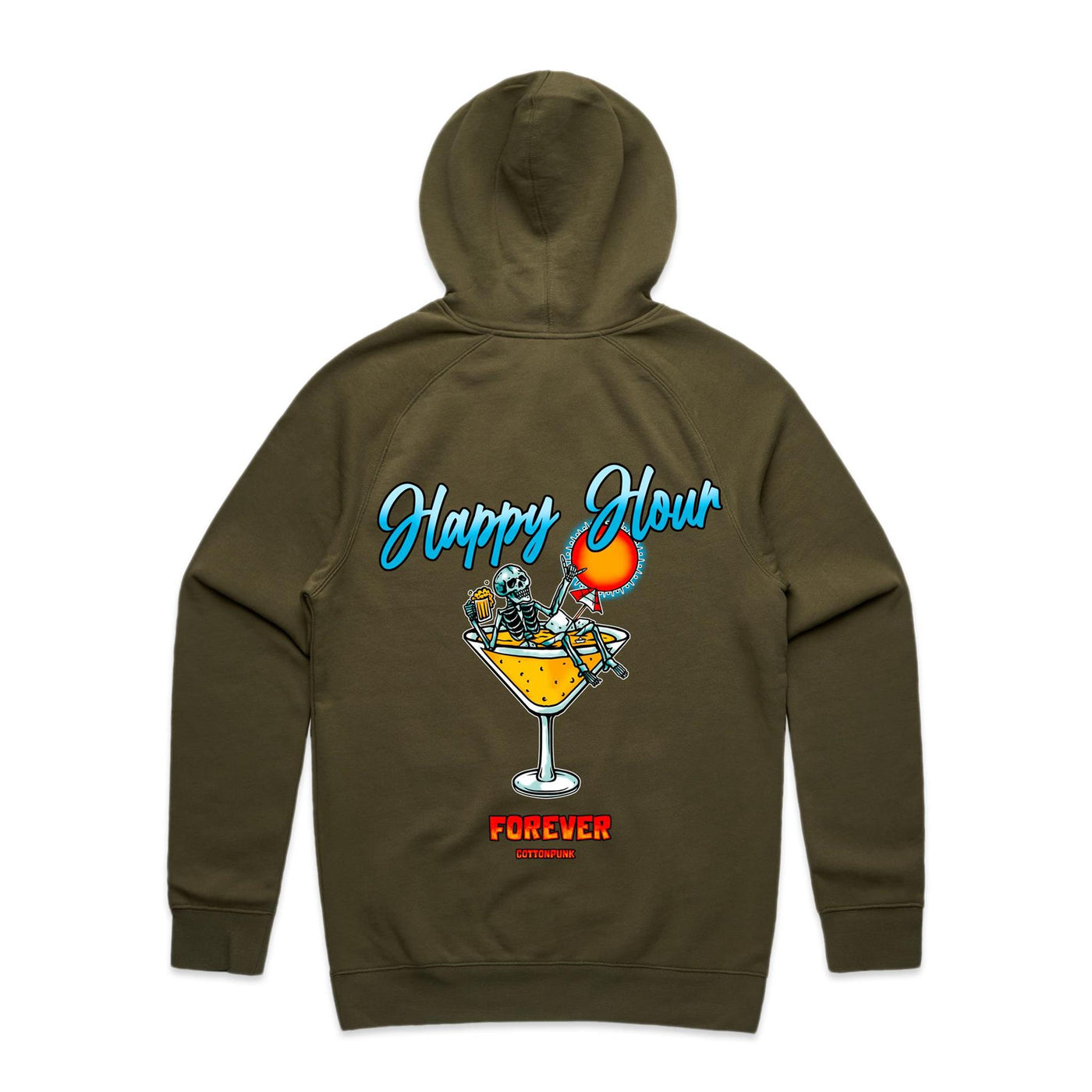 HAPPY HOUR FOREVER  - Mens Pocket Hoodie - BACK PRINT