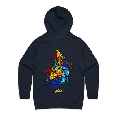 KOI (W) - Womens Pocket Hoodie - BACK PRINT