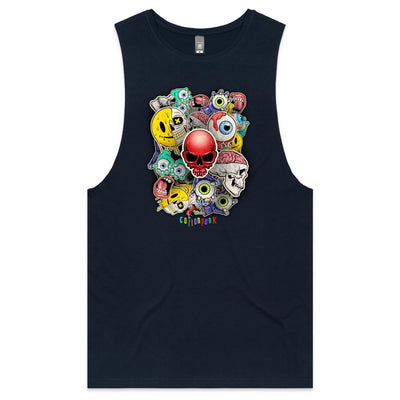 ROLLING SKULLS - Mens Sleeveless T-Shirt - FRONT PRINT