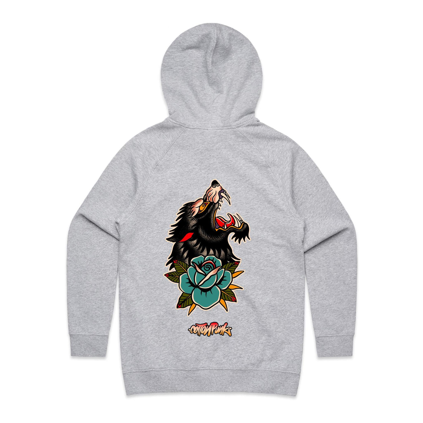 LONE WOLF (W) - Womens Pocket Hoodie - BACK PRINT