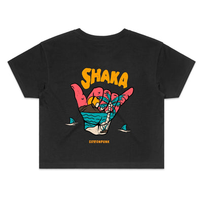 SHAKA (W) - Womens Crop T-Shirt - BACK PRINT