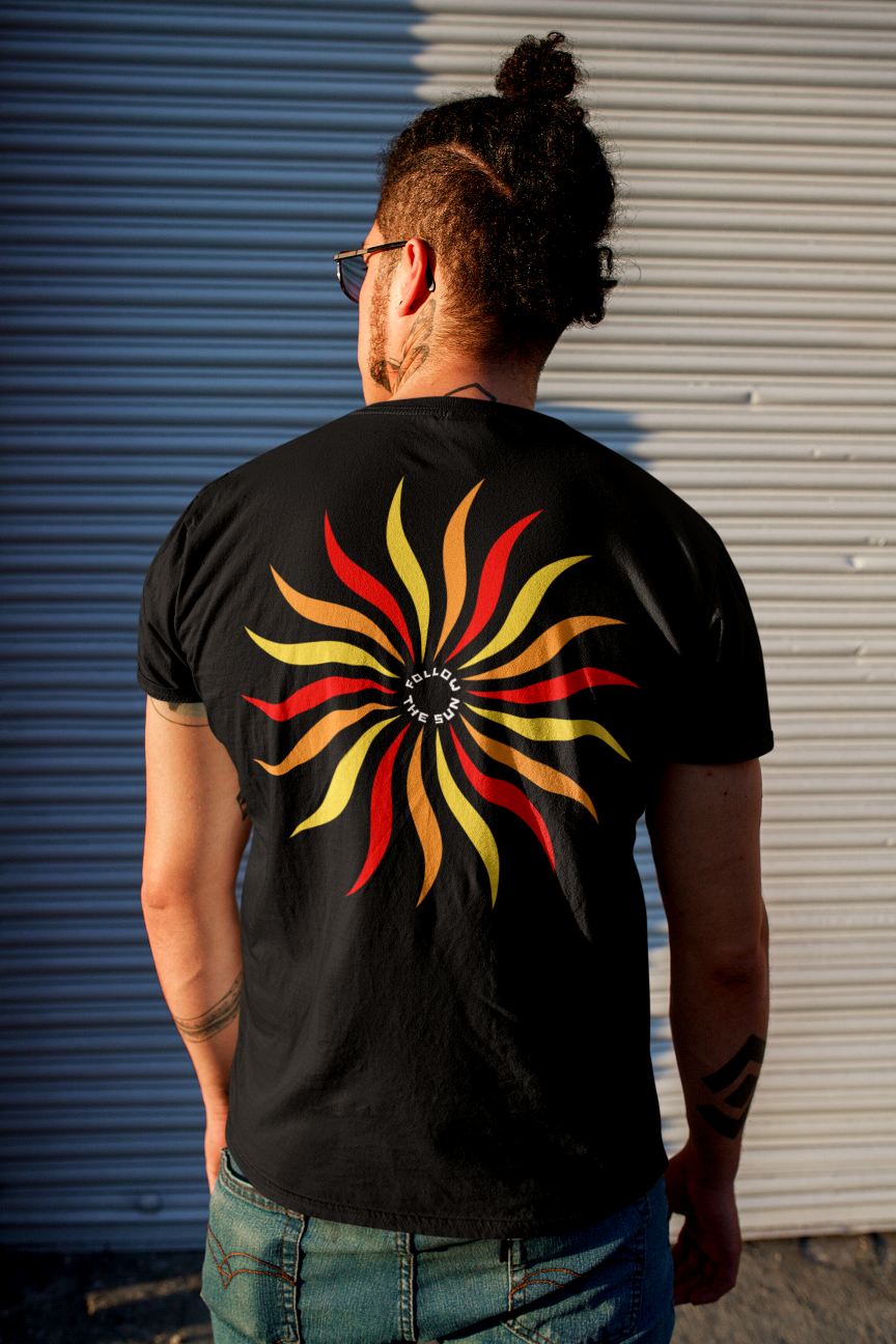 FOLLOW THE SUN - Mens T-Shirt - BACK PRINT