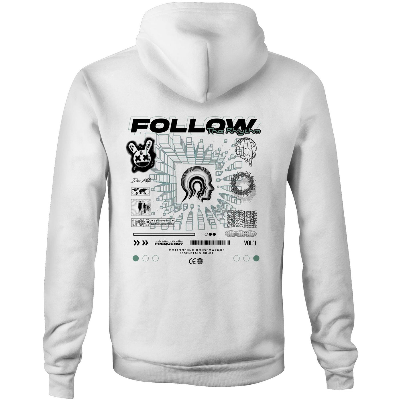 FREQUENCY - Mens Pocket Hoodie - BACK PRINT