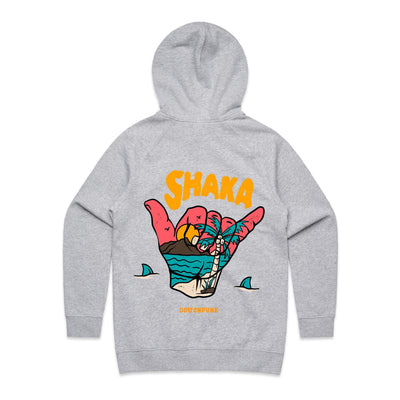 SHAKA (W) - Womens Pocket Hoodie - BACK PRINT