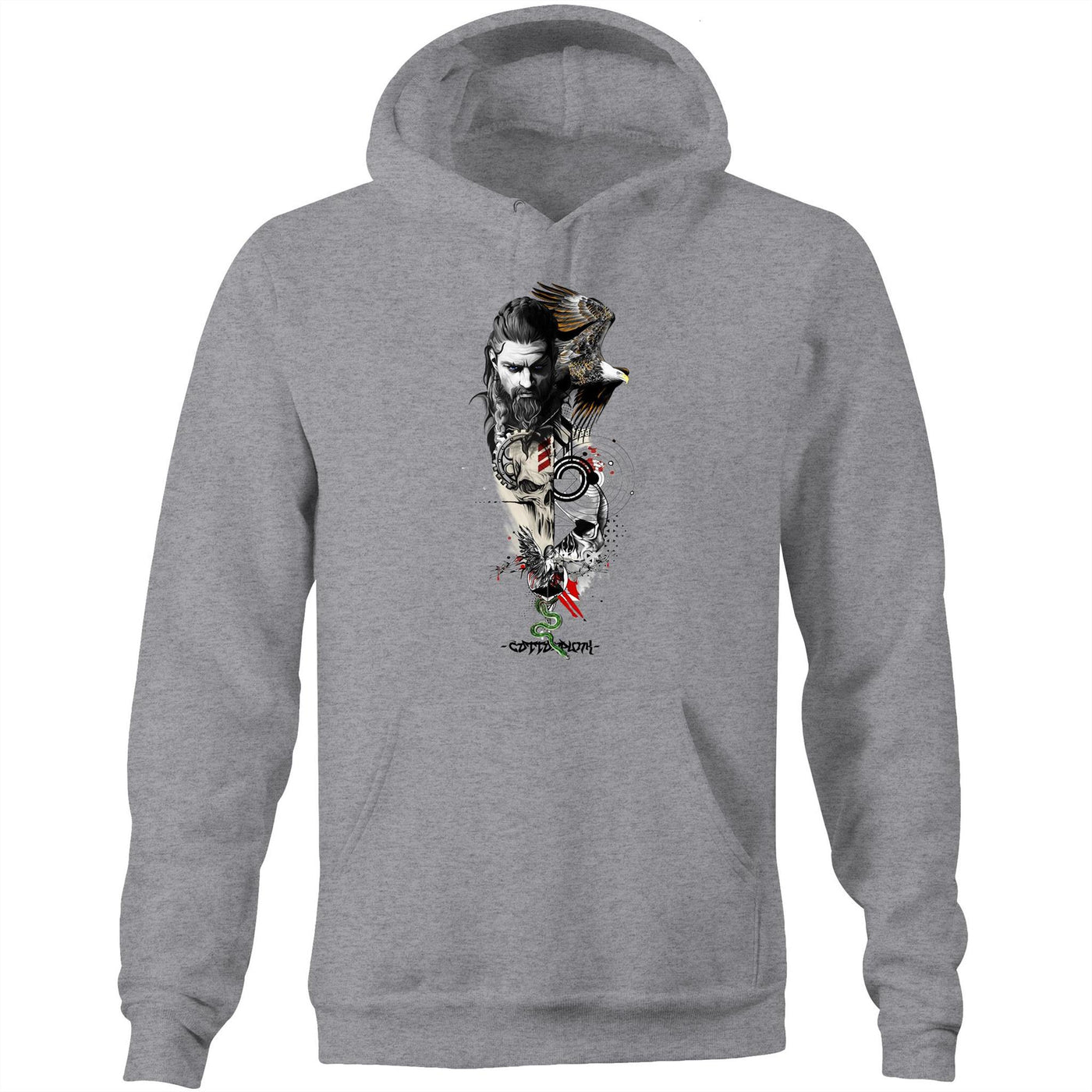 WARRIOR - Mens Pocket Hoodie - FRONT PRINT