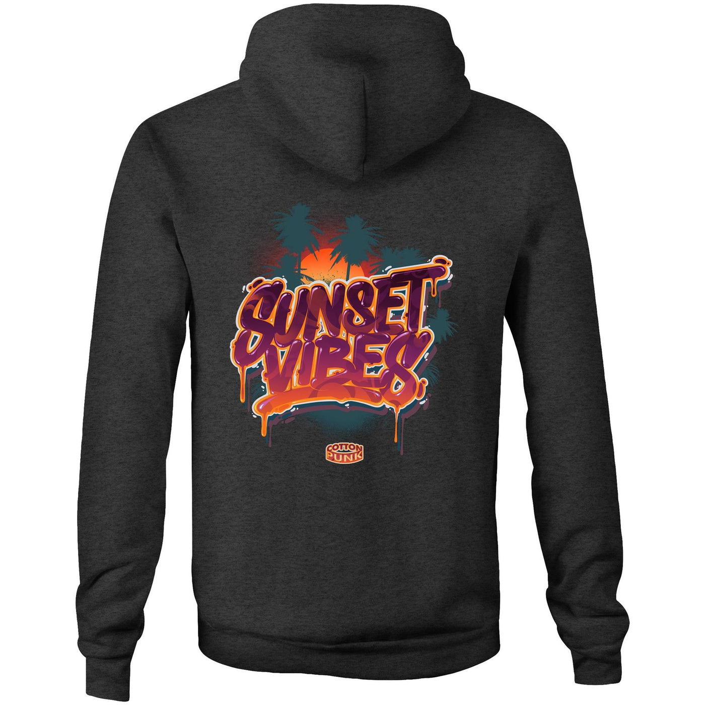 SUNSET VIBES - Mens Pocket Hoodie - BACK PRINT