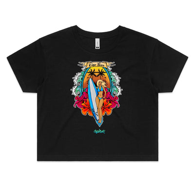 ONE LOVE (W) - Womens Crop T-Shirt - FRONT PRINT