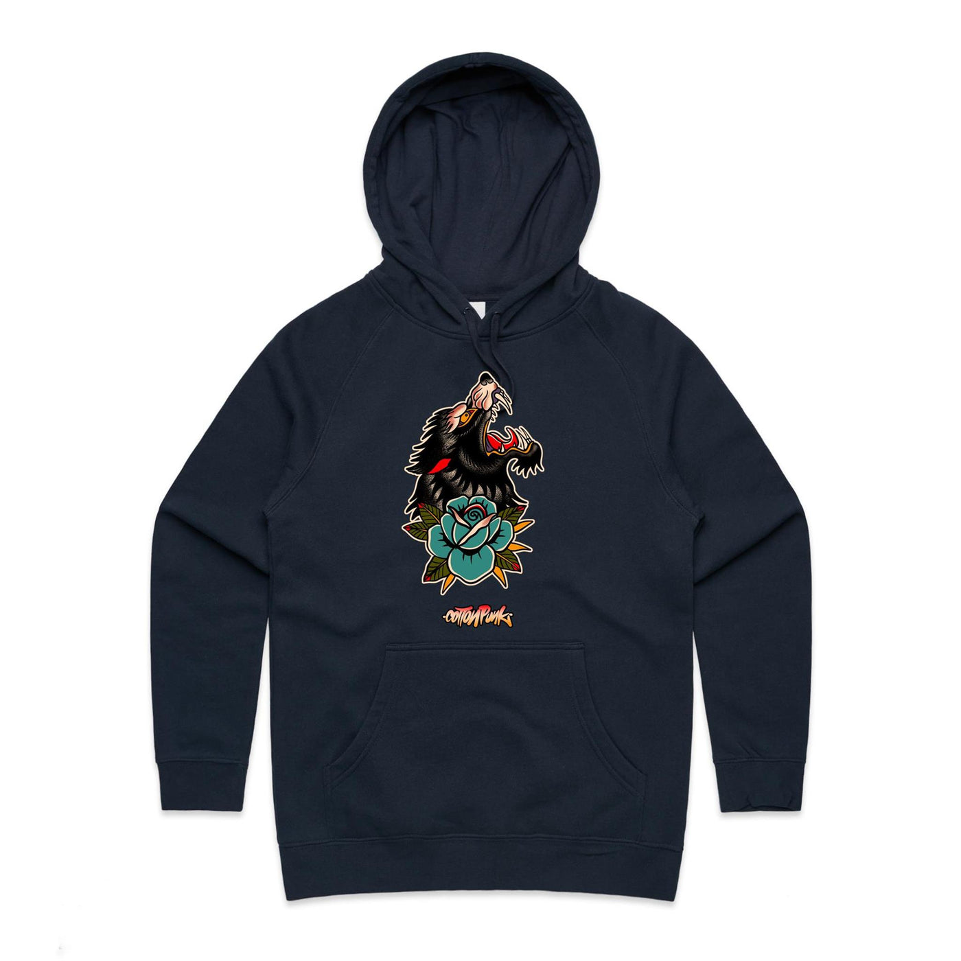 LONE WOLF (W) - Womens Pocket Hoodie - FRONT PRINT