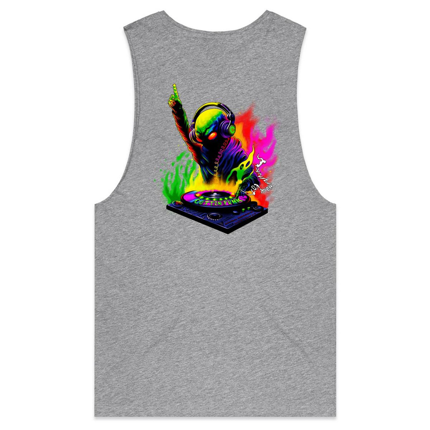 DJ WHO CARES - Mens Sleeveless T-Shirt - BACK PRINT