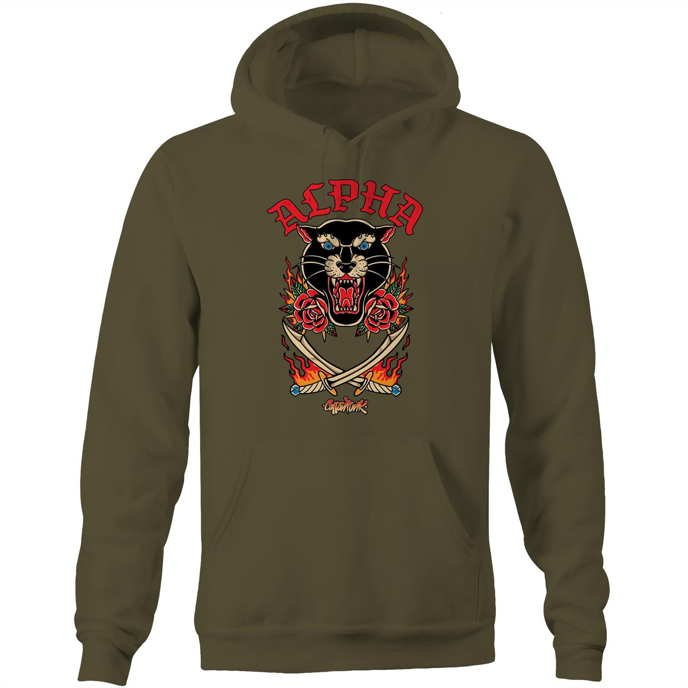 ALPHA - Mens Pocket Hoodie - FRONT PRINT