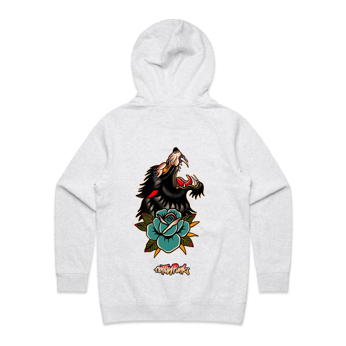 LONE WOLF (W) - Womens Pocket Hoodie - BACK PRINT