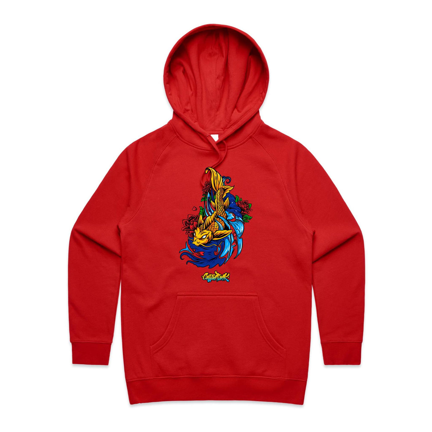 KOI (W) - Womens Pocket Hoodie - FRONT PRINT