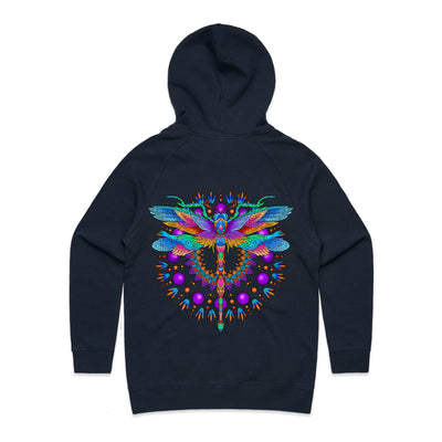 DRAGONFLY - Womens Pocket Hoodie - BACK PRINT