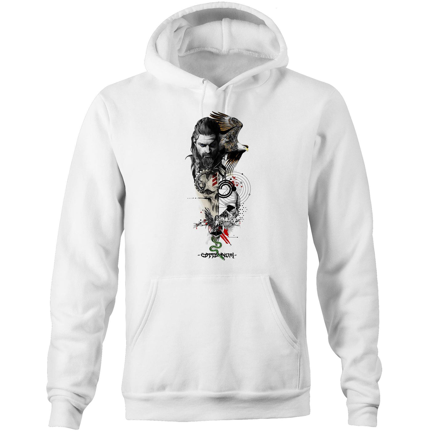 WARRIOR - Mens Pocket Hoodie - FRONT PRINT