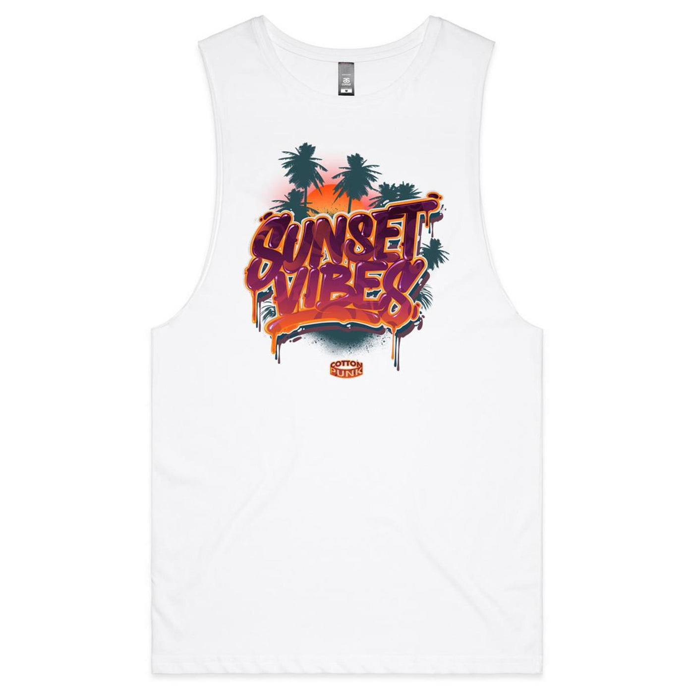 SUNSET VIBES - Mens Sleeveless T-Shirt - FRONT PRINT