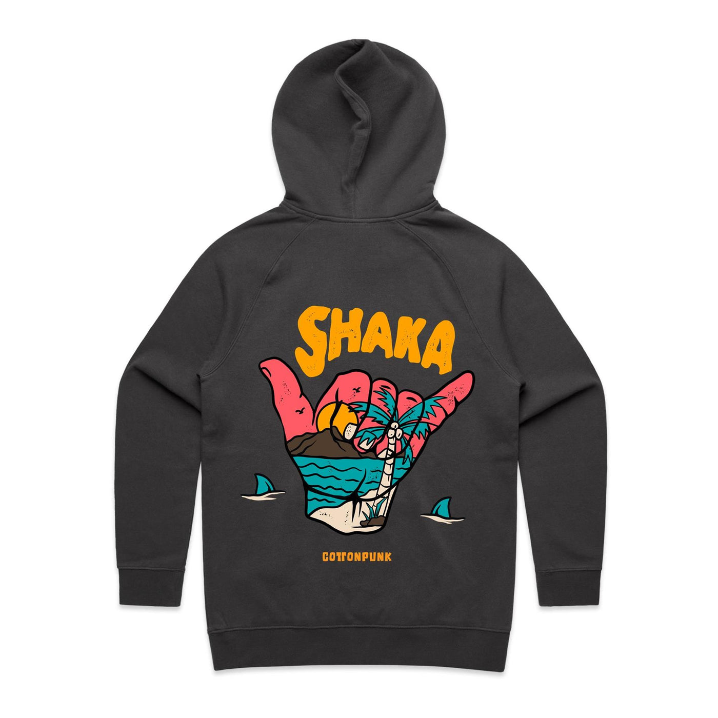 SHAKA (W) - Womens Pocket Hoodie - BACK PRINT