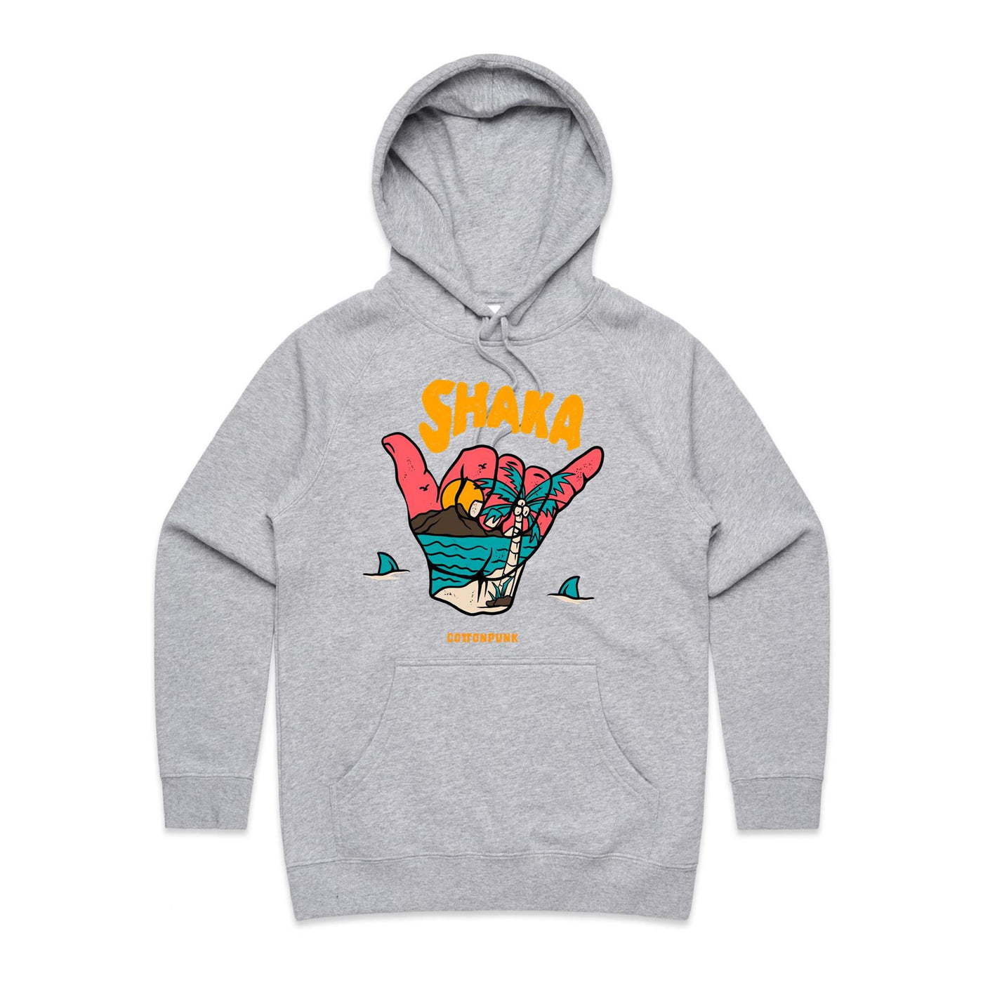 SHAKA (W) - Womens Pocket Hoodie - FRONT PRINT