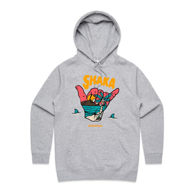 SHAKA (W) - Womens Pocket Hoodie - FRONT PRINT