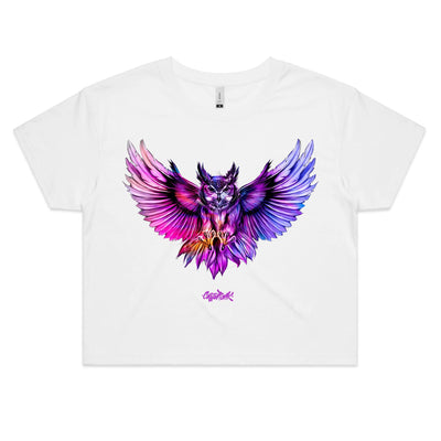 NIGHT HUNTER (W) - Womens Crop T-Shirt - FRONT PRINT