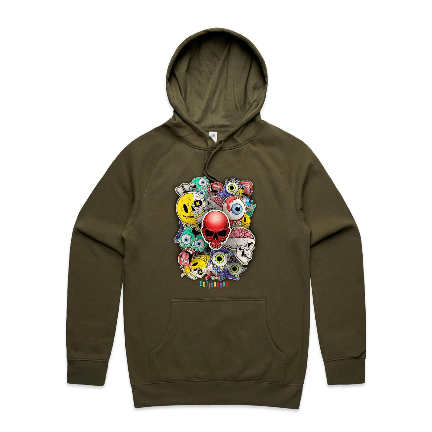 ROLLING SKULLS - Mens Pocket Hoodie - FRONT PRINT