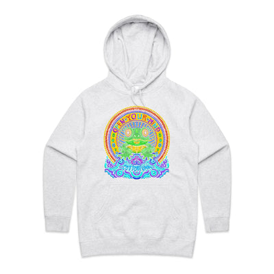 OPEN YOUR MIND (W) - Womens Pocket Hoodie - FRONT PRINT