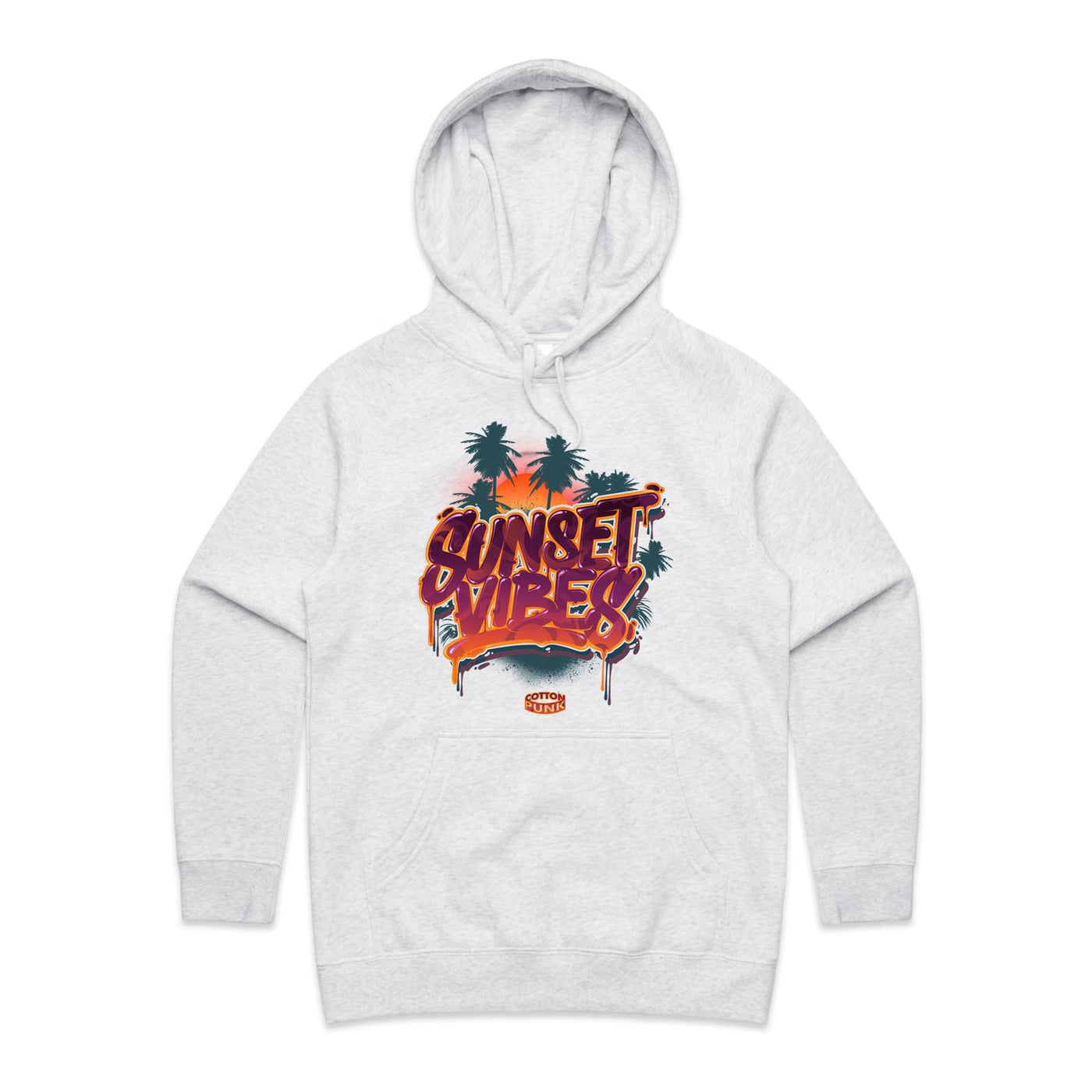 SUNSET VIBES (W) - Womens Pocket Hoodie - FRONT PRINT