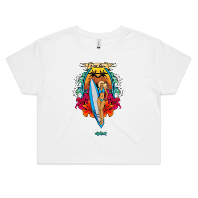 ONE LOVE (W) - Womens Crop T-Shirt - FRONT PRINT