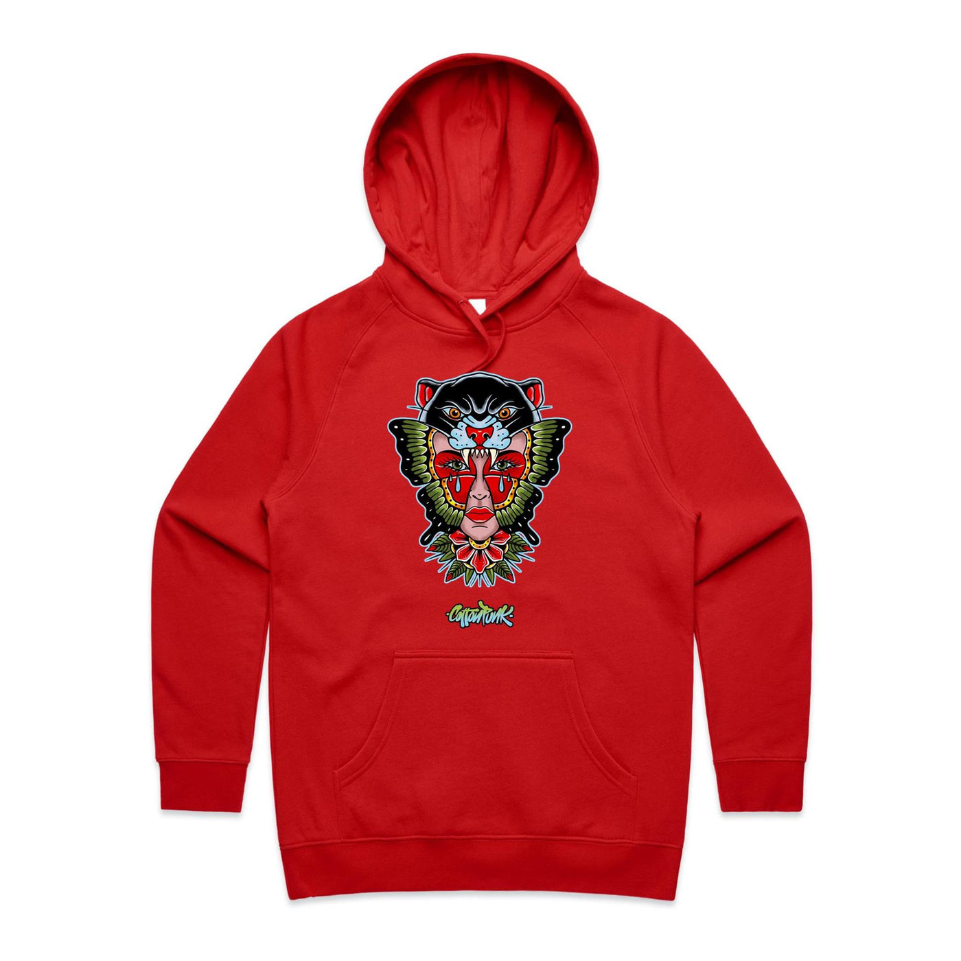 NO REGRETS (W) - Womens Pocket Hoodie - FRONT PRINT