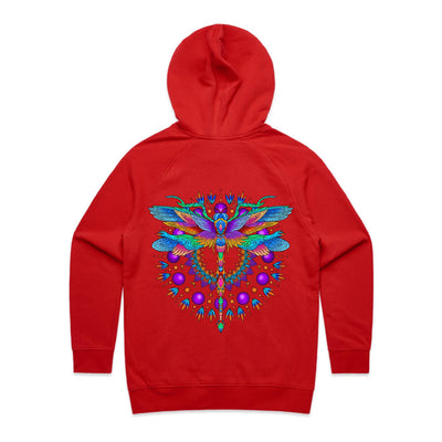 DRAGONFLY - Womens Pocket Hoodie - BACK PRINT