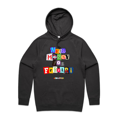 NEED MONEY FOR FERRARI - Mens Pocket Hoodie - FRONT PRINT