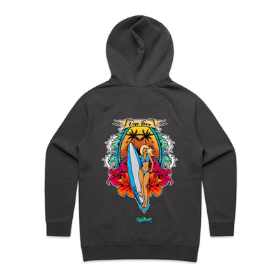 ONE LOVE (W) - Womens Pocket Hoodie - BACK PRINT