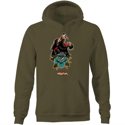 LONE WOLF - Mens Pocket Hoodie - FRONT PRINT