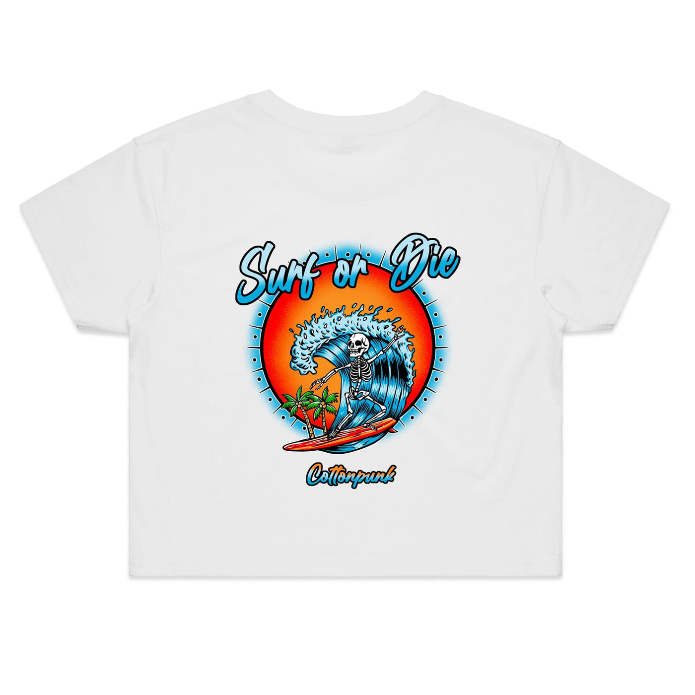 DYING FOR A SURF (W) - Womens Crop T-Shirt - BACK PRINT